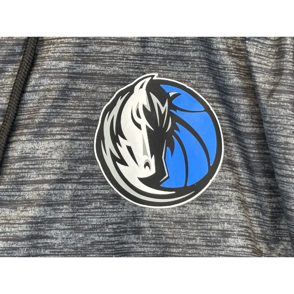 NBA Dallas Mavericks Quarter Zip Windbreaker Jacket Mens Large Grey Hooded Logo